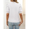 Womens Round Neck Knit Tops Puff Short Sleeve Casual Knit Sweater Blouse - 4 of 4