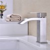 Silver Single Handle Waterfall Bathroom Vanity Sink Faucet with Extra Large Rectangular Spout - image 2 of 4