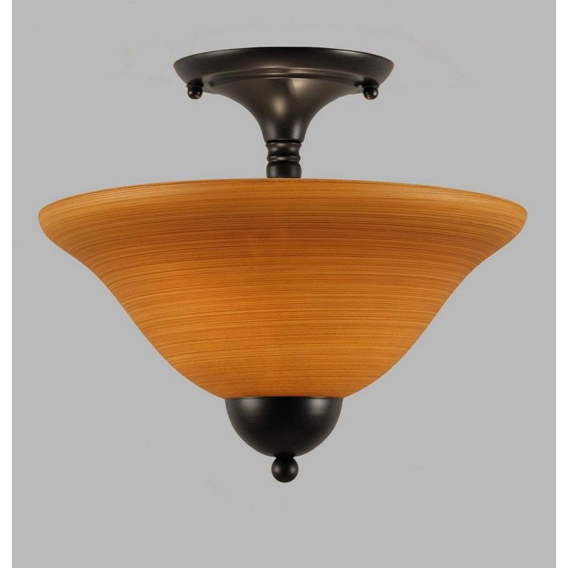 Toltec Lighting Any 2 - Light Flush Mount in  Matte Black with 12" Cayenne Linen Shade, 1 of 2
