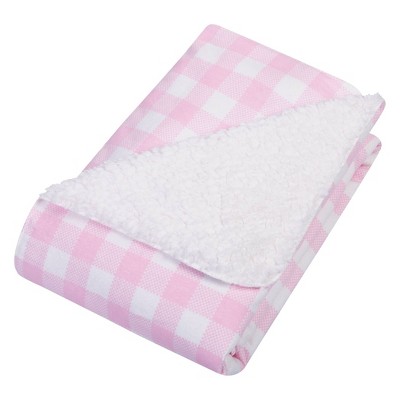 Trend Lab Flannel and Faux Shearling Baby Blanket - Pink/White