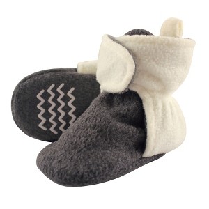 Hudson Baby Baby and Toddler Cozy Fleece Booties, Heather Charcoal Cream - 1 of 1