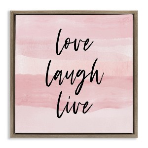 Stupell Industries Pink Love Laugh Live Phrase Floating Frame Canvas Art - 1 of 4