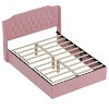 TIRAMISUBEST Queen Size Upholstered Floor Bed Frame with Crystal Accents, Velvet Platform Bed with Wingback Headboard - 4 of 4