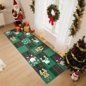 Modern Christmas Decorations Indoor Geometric Soft Non-Shedding Floor Mat Washable Low Pile - 1 of 4