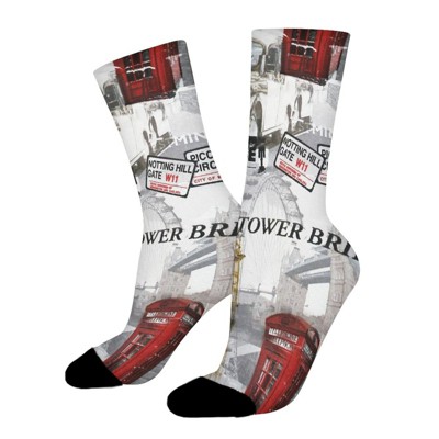 London Union Women Printed Crew Socks Funny Funky Socks Soft Polyester Novelty Gifts for Artists Men