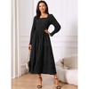 INSPIRE CHIC Women's Fall Smocked Long Sleeve Square Neck Flowy Casual Maxi Tiered Dresses with Pockets - 3 of 4