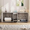 Coucheta Double Litter Box Enclosure - 55" 3-in-1 Cat Furniture, Odor-Control TV Stand w/ Storage, Easy-Clean White for 2 Cats - 3 of 4