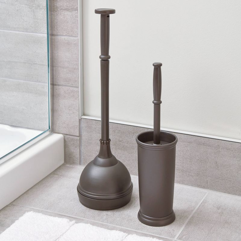 iDESIGN Slim Plastic Toilet Bowl Brush and Plunger Combo Set, 6 of 7