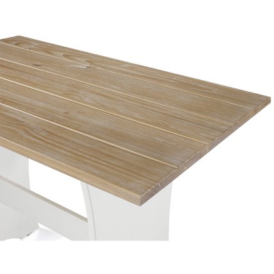 Parkside Antique White and Light Brown Pine Breakfast Nook Set