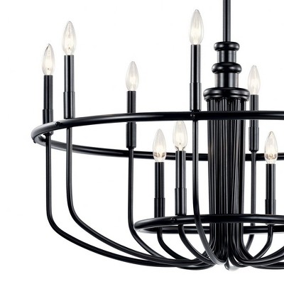 Capitol Hill 30.75" Black Modern 12-Light Chandelier