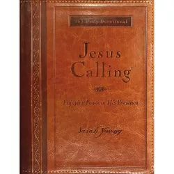 Jesus Calling, Large Text Brown Leathersoft, with Full Scriptures - Large Print by  Sarah Young (Leather Bound)