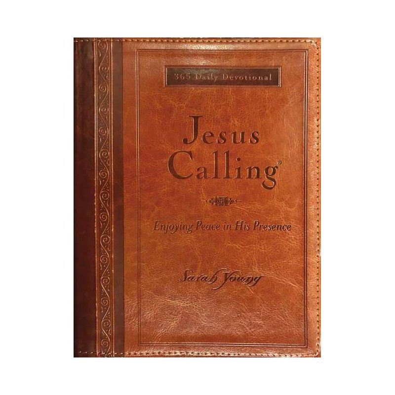 Jesus Calling, Large Text Brown Leathersoft, with Full Scriptures - Large Print by  Sarah Young (Leather Bound), 1 of 2