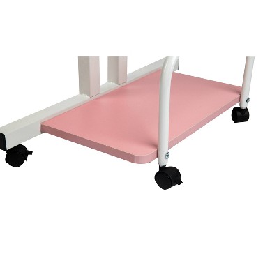 Chic Pink Adjustable Height Wood Standing Desk with Keyboard Tray