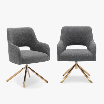 WestinTrends Genevieve Mid-Century Modern Upholstered Boucle Swivel Accent Chair (Set of 2)
