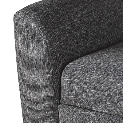 Gray Tweed Upholstered Storage Bench with Walnut Legs