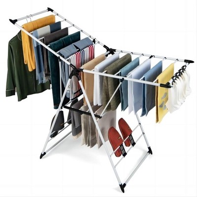 SUGIFT Folding Clothes Drying Rack,Adjustable Height,Silver