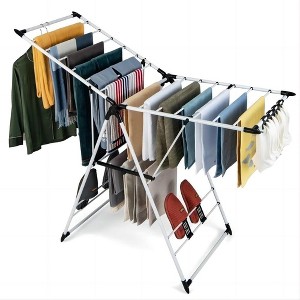 SUGIFT Folding Clothes Drying Rack,Adjustable Height,Silver - 1 of 4