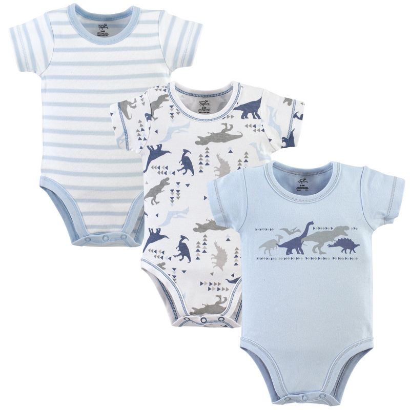 Touched by Nature Baby Boy Organic Cotton Bodysuits 3pk, Dino, 1 of 3