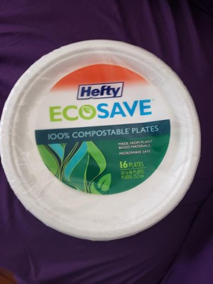 Hefty EcoSave Disposable Compartment Plates, Made from Plant Based  Materials, Heavy Duty Paper Plates, 10 ⅛ Inch, 16 CT (Pack of 8) (16 Count  (Pack of