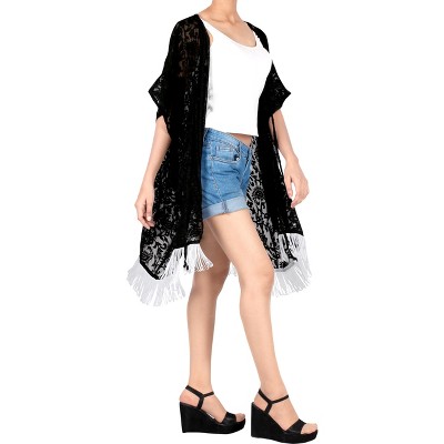 LA LEELA Women's Summer Beach Open Front Maternity Holiday Beachwear Bathing Suit Duster Vacation Swimwear Cover ups Cardigan XL-XXL Black, Solid