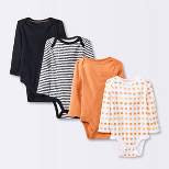 Baby 4pk Halloween Long Sleeve Bodysuit - Cloud Island™ Orange