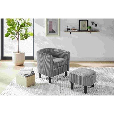 CAVINAS Corduroy Accent Chair with Ottoman and Mid-Height Backrest,Modern Upholstered Living Room Chairs,Reading Chairs for Living Room
