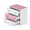 NicBex 15.7 inch Nightstand with 3 Drawers,Modern Side Table with Metal Handle and Colorblock Design,Bedside Table for Bedroom,Living Room,Pink/Brown - 4 of 4