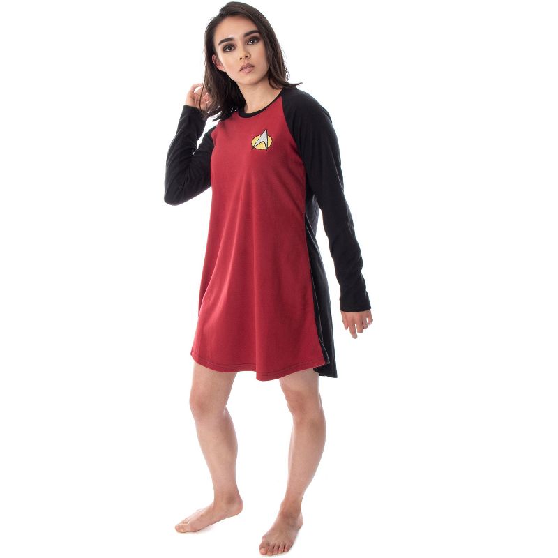 Star Trek Next Generation Women's Juniors Picard Raglan Nightgown Sleep Shirt, 3 of 7