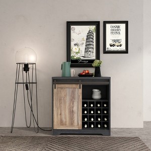 TIRAMISUBEST 31 Inch Farmhouse Barn Door Bar Cabinet For Living Room, Dining Room - 1 of 4