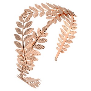 Unique Bargains Women's Elegant Leaf Headband 6.30"x5.12" Rose Gold Tone 1 Pc - 1 of 4