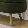 Lyngins Handcrafted Fabric Oval Storage Ottoman Bench, Pleated Design Ottoman with Storage, Storage Bench with Rubber Wood Legs for Living Room - 3 of 4