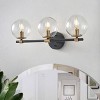 3-Light Globe Bathroom Wall Light, Black and Gold Vanity Fixture with Clear Seeded Glass Shades - 2 of 4