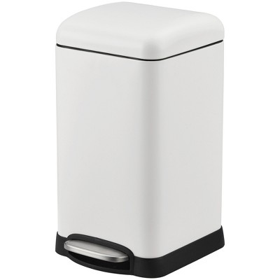 Bathroom Trash Can with Lid Soft Close, Step Pedal, 12 Liter Polished Material Garbage Can with Removable Inner Bucket