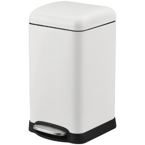 Bathroom Trash Can with Lid Soft Close, Step Pedal, 12 Liter Polished Material Garbage Can with Removable Inner Bucket - 1 of 4