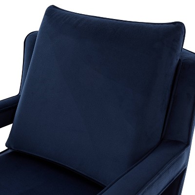 Questa Navy Blue Velvet Wooden Leg Accent Armchair