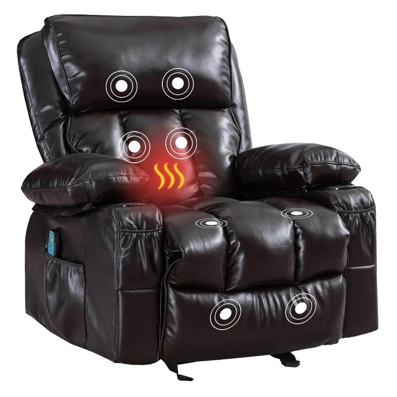 Heated Massage Recliner with Swing Function and Side Pockets - ModernLuxe, 2 of 8