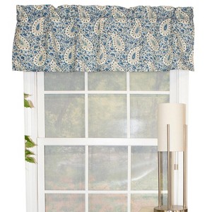 RLF Home Paisley Verveine Tailored 100% Cotton with Fully Lined 3" Rod Pocket Valnance for Windows 50" x 14" Bluejay - 1 of 4