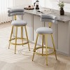 FURNIinspire Counter And Bar Stools Modern Counter Stools Set of 2, Upholstered Bar Stool Kitchen Barstools, Dining Chair, Gray, 21"*22"*38" - 2 of 4