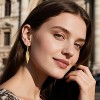 14K Gold Long Dangle Earrings for Women,Sterling Silver Drop Leverback Earrings Trendy Hypoallergenic Gold Hammered - 2 of 4