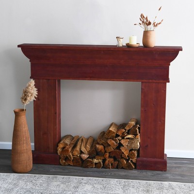 Grand Walnut Finish Wall Mount Fireplace Mantel