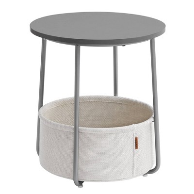 Vasagle Round Coffee Table Gray: 19.7" High, Criss Cross Steel Base, Particle Board Top, Assembly Required