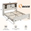 AMERLIFE Farmhouse Bed Frame, Storage Headboard, Charging Ports, No Box Spring - 2 of 4