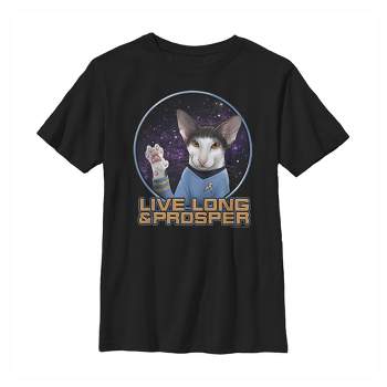 Boy's Star Trek Cat Spock Live Long And Prosper T-Shirt