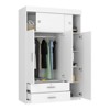 SEVOBAL Armoires with Double Doors Hanging Rod Two Drawers and Adjustable Shelves for Bedroom and Closet Storage, White, 47.2"*20.2"*187.5" - 2 of 4