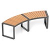 Costway Backless 2-Person Patio Curved Bench with Slatted Seat & Metal Legs Oil Painted - 2 of 4