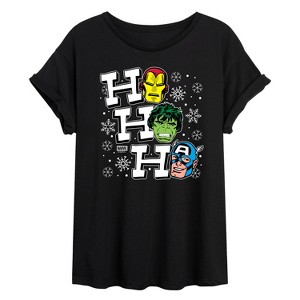 Women's - Marvel - Ho Ho Ho Avengers Oversized Graphic T-Shirt - 1 of 4