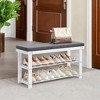 2-Tier Shoe Rack Bamboo Shoe Bench Stable Shoe Organizer for Entryway Living Room Bench Seat Holds Up to 300 lb 11.4 x 35.4 x 19.3 Inches - image 2 of 4