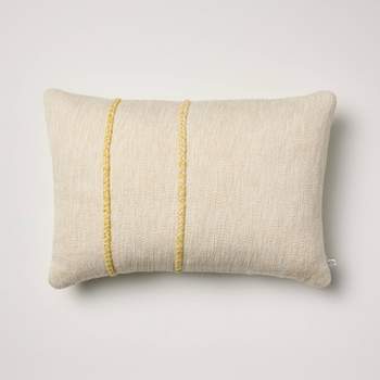 14"x20" Braided Stripe Indoor/Outdoor Lumbar Throw Pillow Beige/Gold - Hearth & Hand™ with Magnolia
