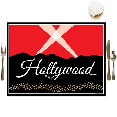 Big Dot of Happiness Red Carpet Hollywood - Party Table Decorations - Movie Night Party Placemats - Set of 16