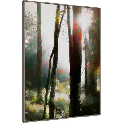 42" x 32" Gray Framed Canvas Landscape Lithograph